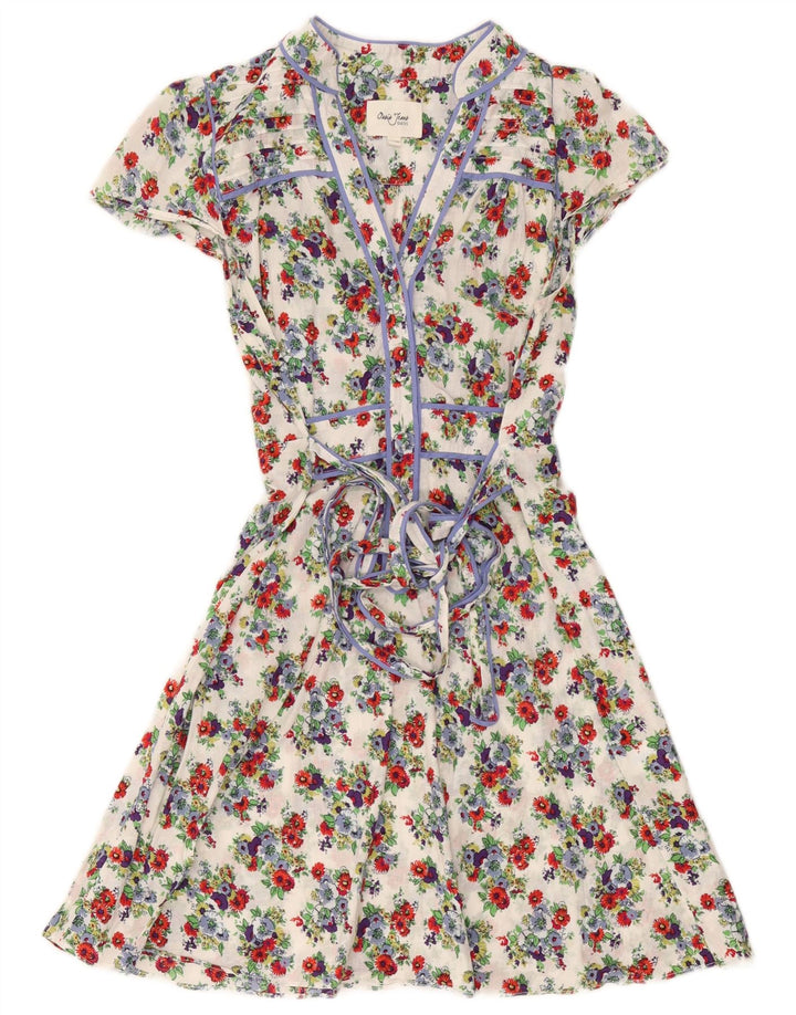 Vestido feminino Oasis A-Line UK 12 médio branco floral