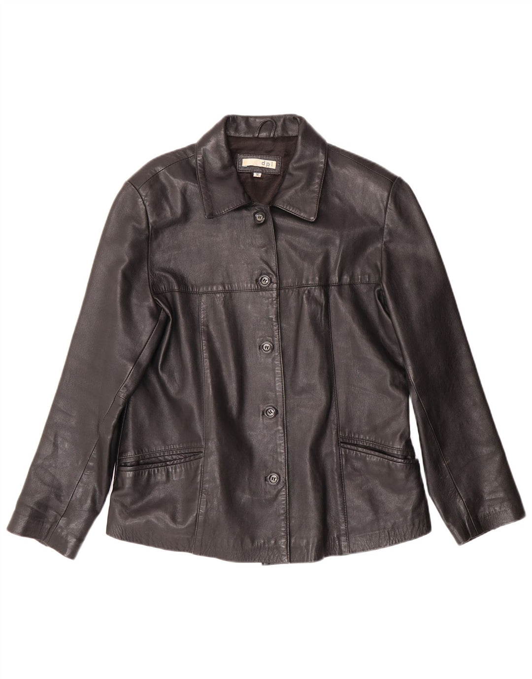 Jaqueta de couro feminina vintage Reino Unido 16 grande couro preto