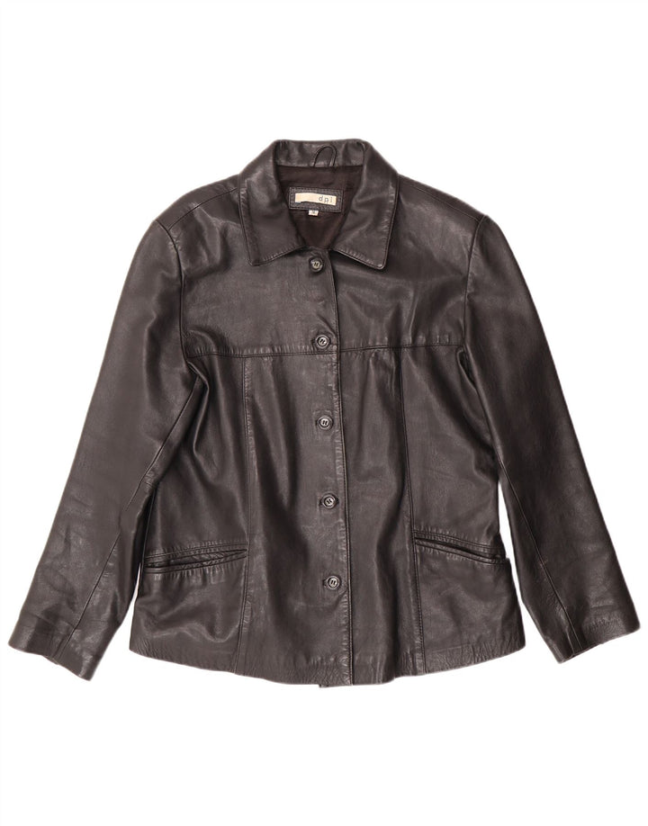 Jaqueta de couro feminina vintage Reino Unido 16 grande couro preto