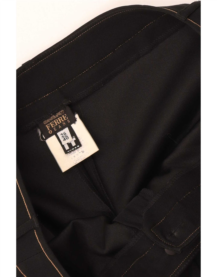 Calça cortada feminina Gianfranco Ferre IT 40 pequena W26 L24 preta