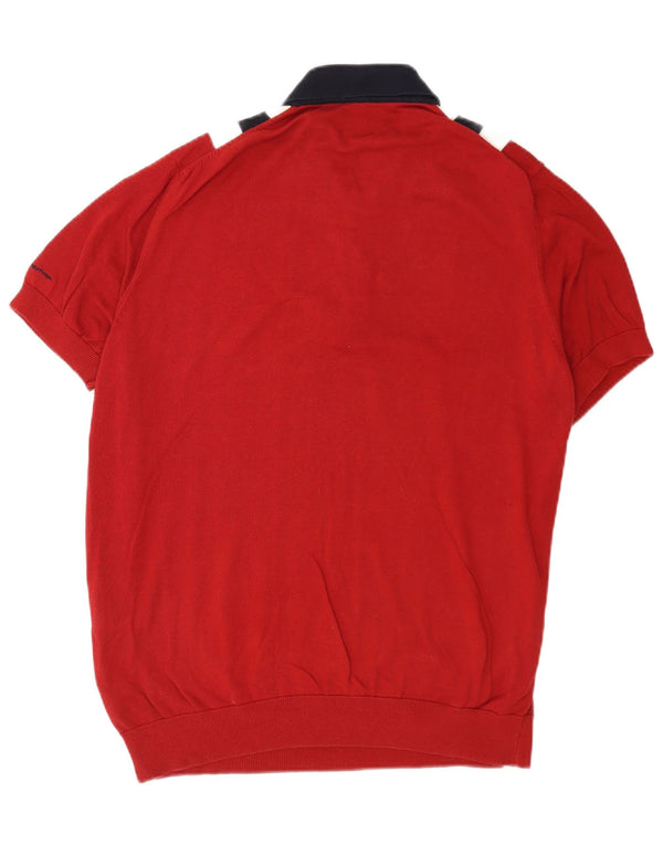 Ben Sherman Suéter masculino de manga curta com gola polo XL vermelho colorblock