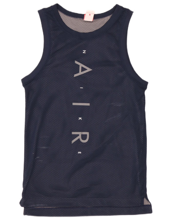 NIKE Masculino Graphic Vest Top Pequeno Poliéster Azul Marinho