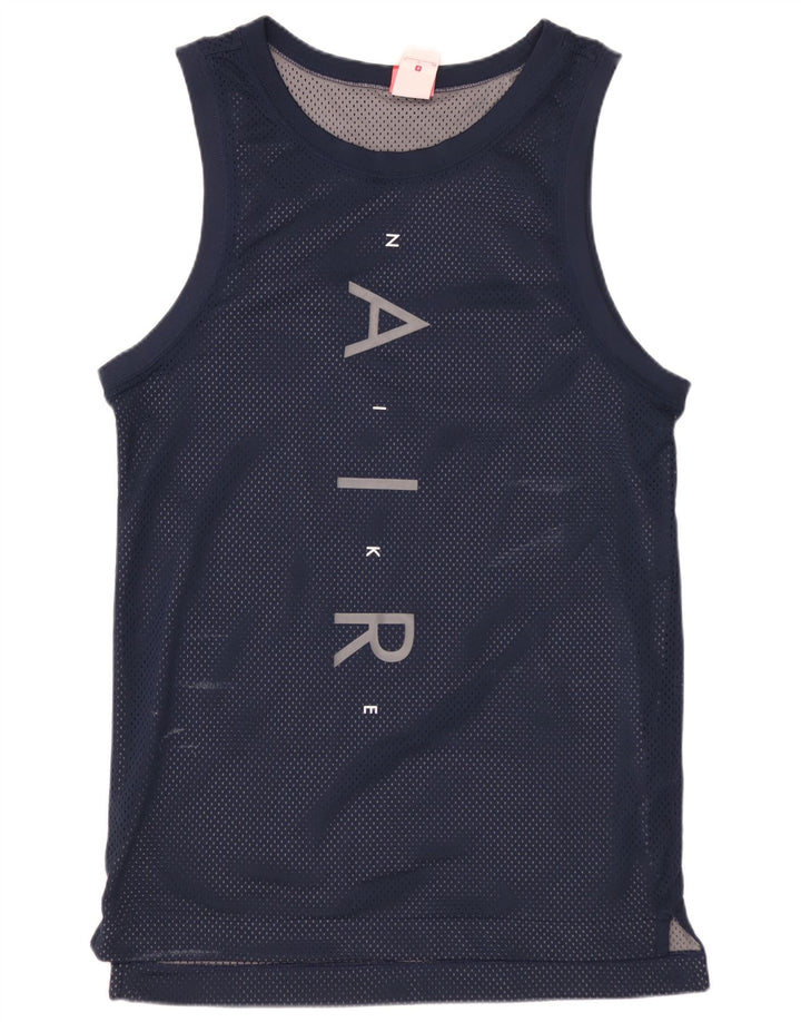 NIKE Masculino Graphic Vest Top Pequeno Poliéster Azul Marinho