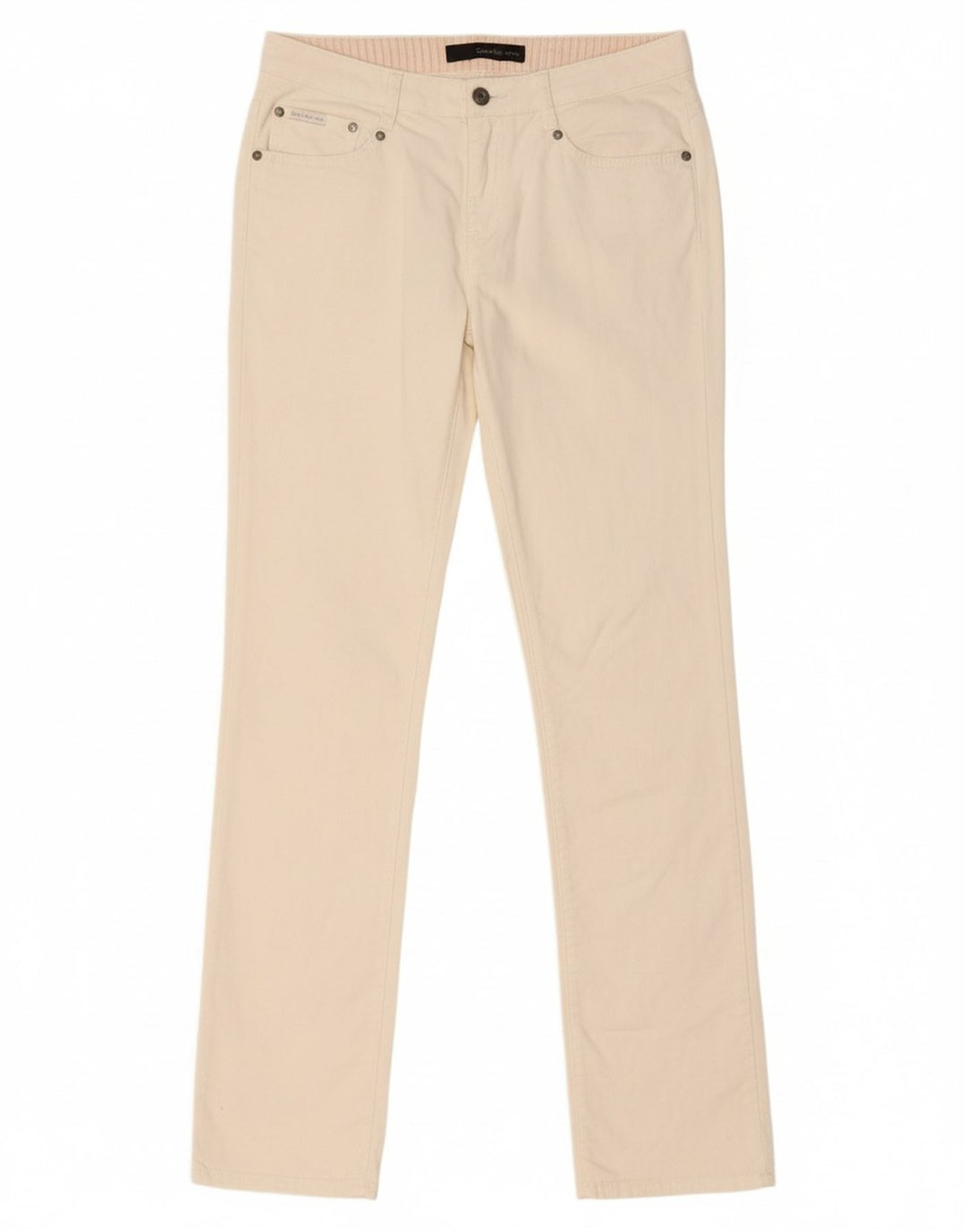 CALVIN KLEIN Calça feminina casual slim W28 L34 algodão branco