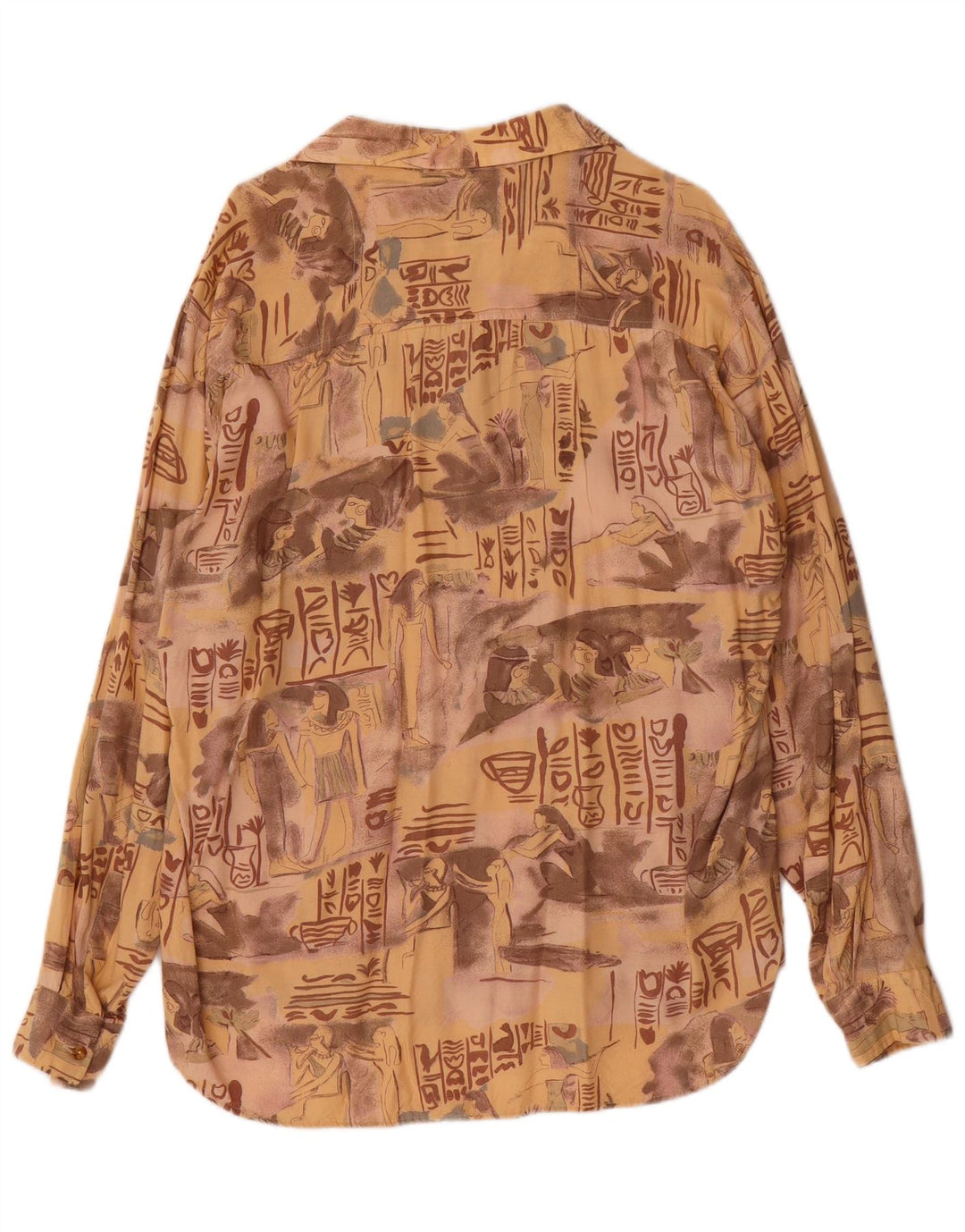 Camisa Gráfica Masculina Vintage XL Viscose Bege