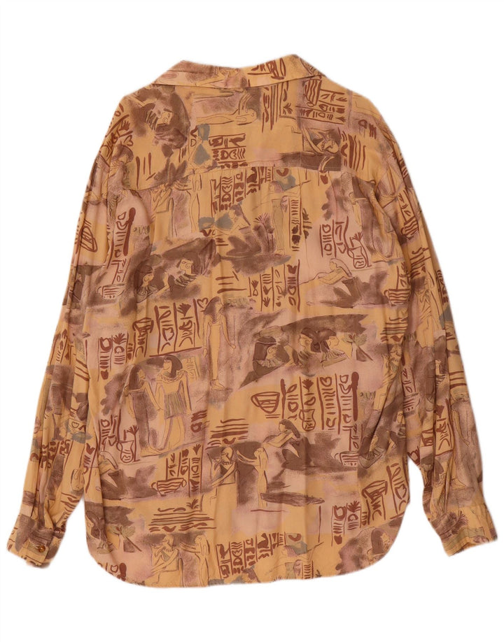 Camisa Gráfica Masculina Vintage XL Viscose Bege