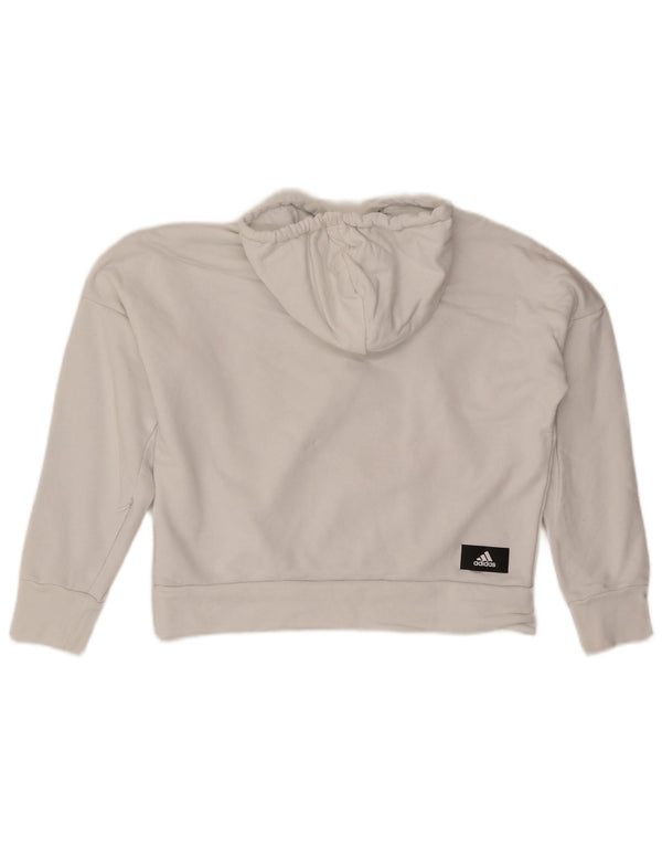 Adidas feminino oversized colheita gráfico moletom com capuz Reino Unido 4/6 XS algodão branco