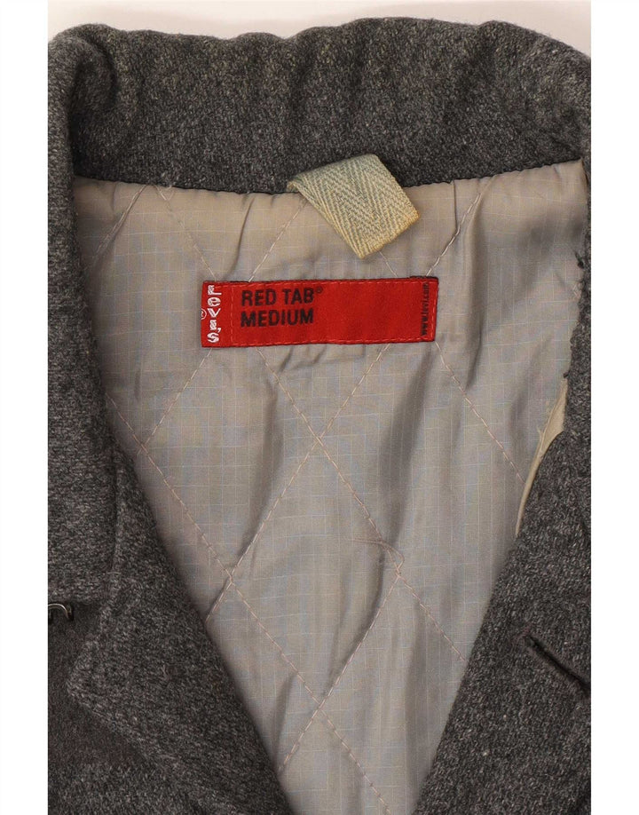 Casaco corta-vento masculino Levi's com 3 botões Reino Unido 38 lã cinza médio