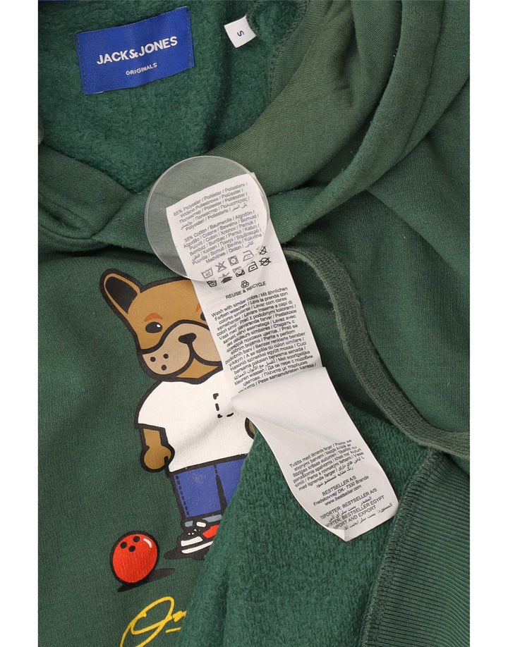 Jack & Jones moletom com capuz masculino gráfico pequeno verde poliéster