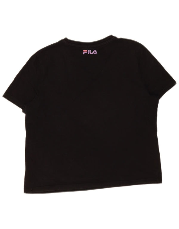 Camiseta feminina Fila Crop Graphic UK 12 algodão preto médio