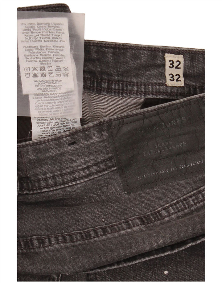 Jack & Jones Masculino GLENN Slim Jeans W32 L32 Cinza Algodão