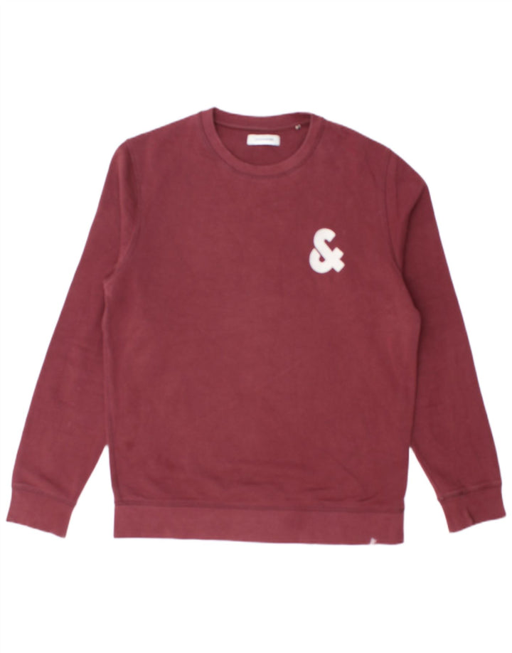 JACK & JONES moletom gráfico masculino jumper médio algodão borgonha