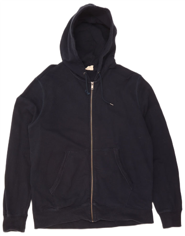 Suéter masculino com capuz e zíper MARKS & SPENCER grande algodão azul marinho