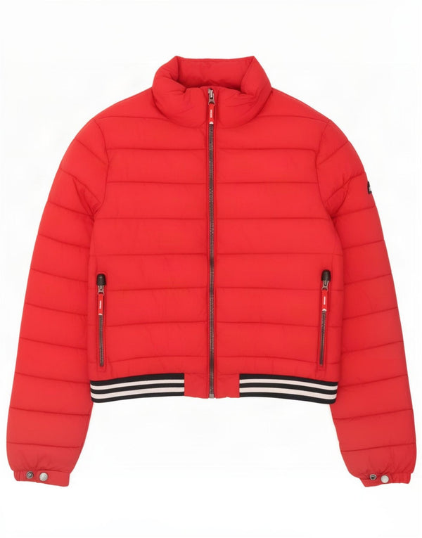 Jaqueta acolchoada feminina Superdry Reino Unido 14 poliéster vermelho grande
