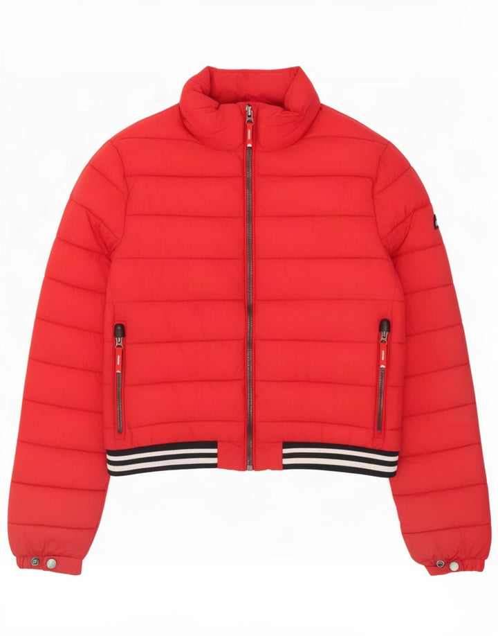 Jaqueta acolchoada feminina Superdry Reino Unido 14 poliéster vermelho grande