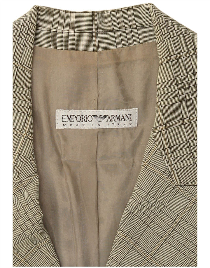 Jaqueta blazer feminina Emporio Armani com 3 botões UK 12 xadrez verde médio