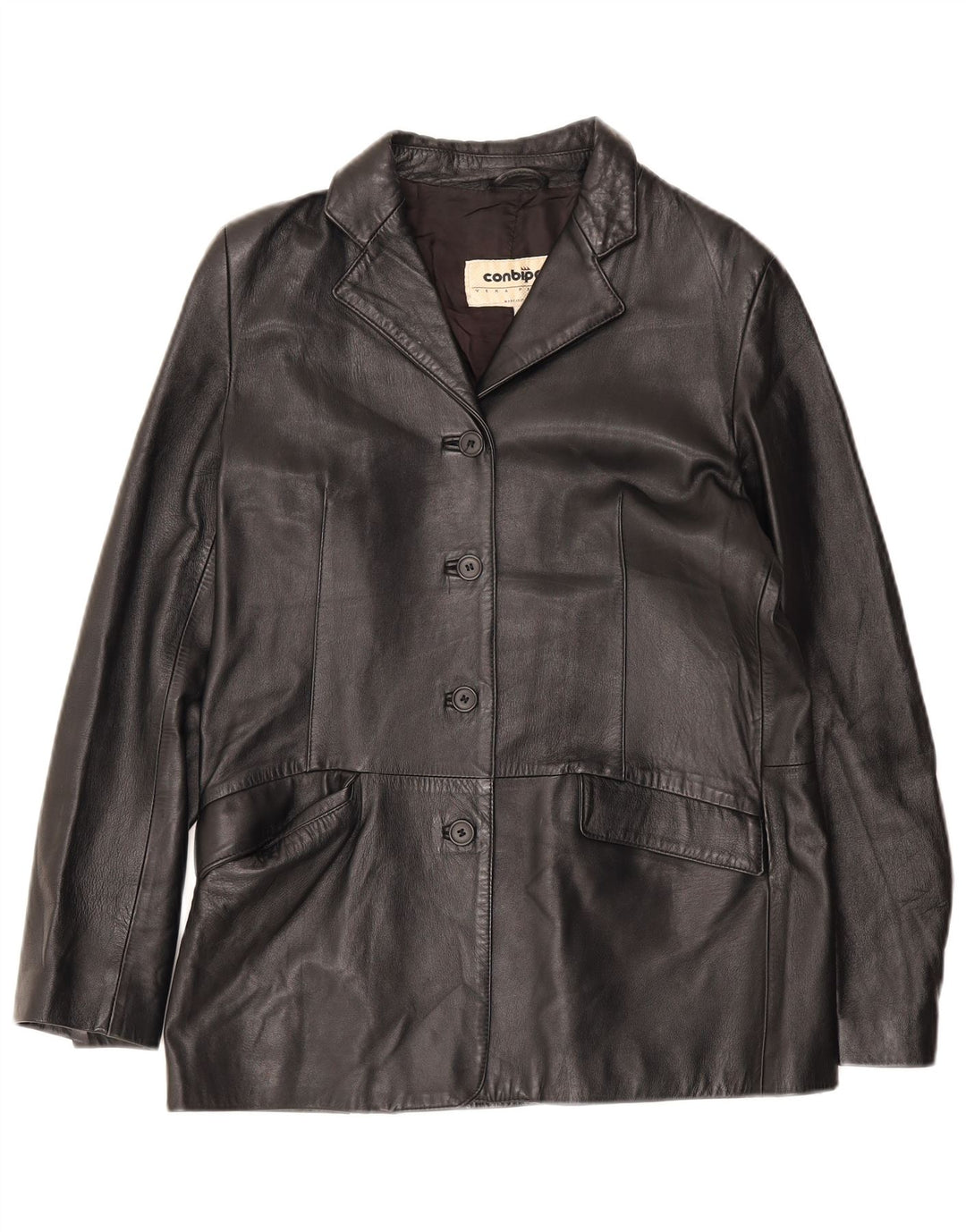 Jaqueta blazer feminina de couro com 4 botões da Conbipel IT 48 XL preta