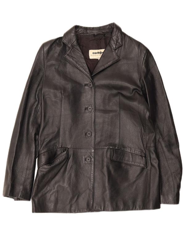 Jaqueta blazer feminina de couro com 4 botões da Conbipel IT 48 XL preta