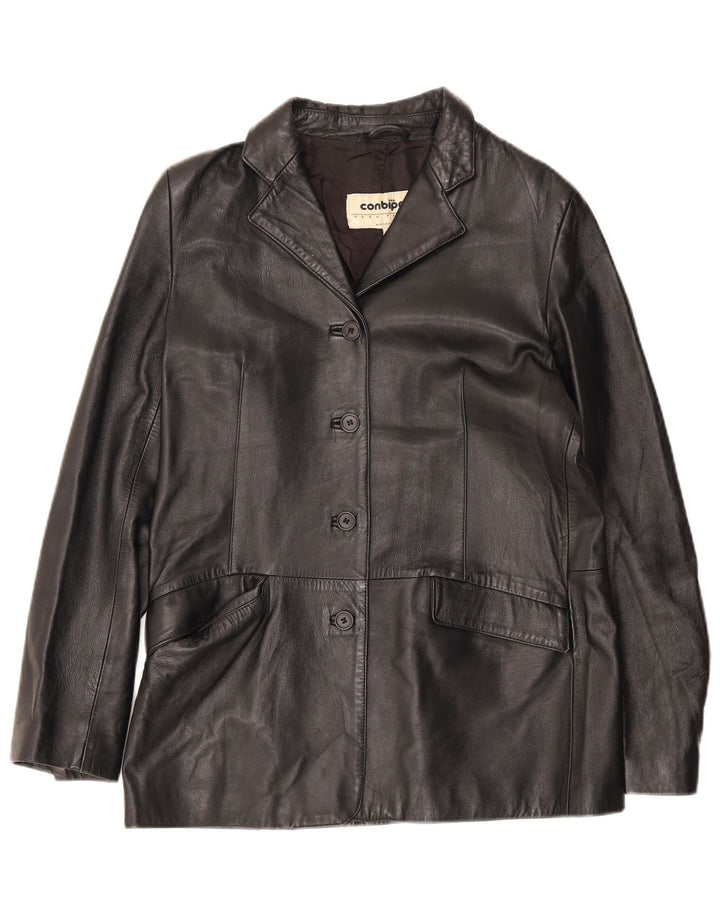Jaqueta blazer feminina de couro com 4 botões da Conbipel IT 48 XL preta