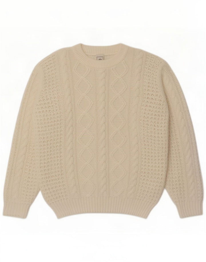 Suéter masculino C&A com gola redonda e acrílico branco médio