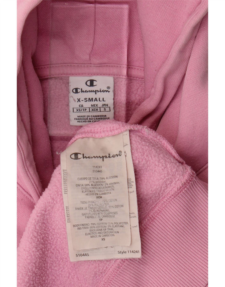CHAMPION Womens Hoodie Jumper UK 6 XS Pink Cotton Vintage Champion and Second-Hand Champion from Messina Hembry 