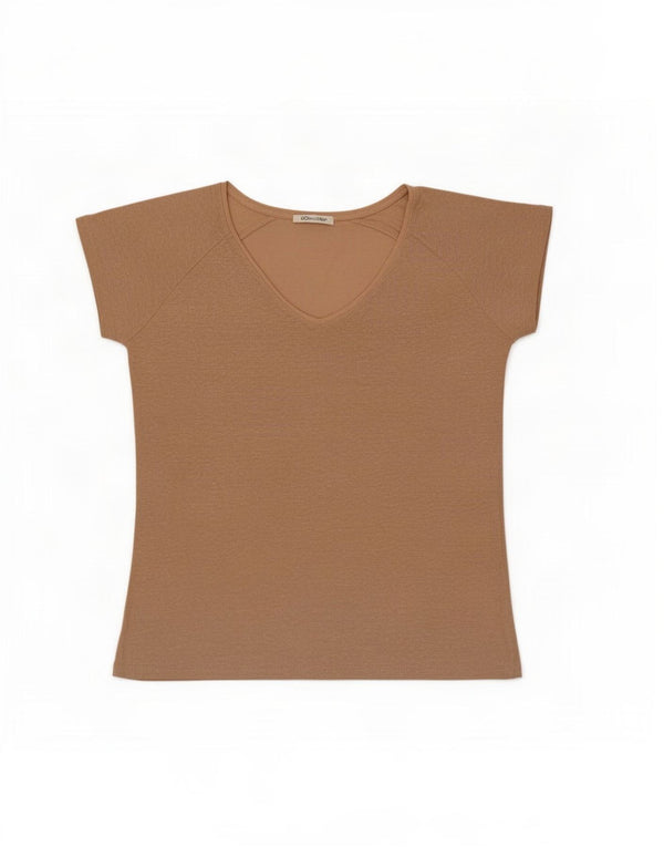 Camiseta feminina Massimo Dutti UK 16 grande linho bege