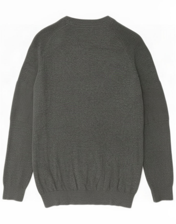 Zara Suéter masculino com gola redonda e algodão cinza pequeno
