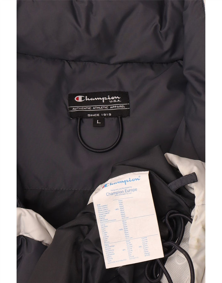 Jaqueta masculina acolchoada com capuz Champion UK 40 grande cinza nylon