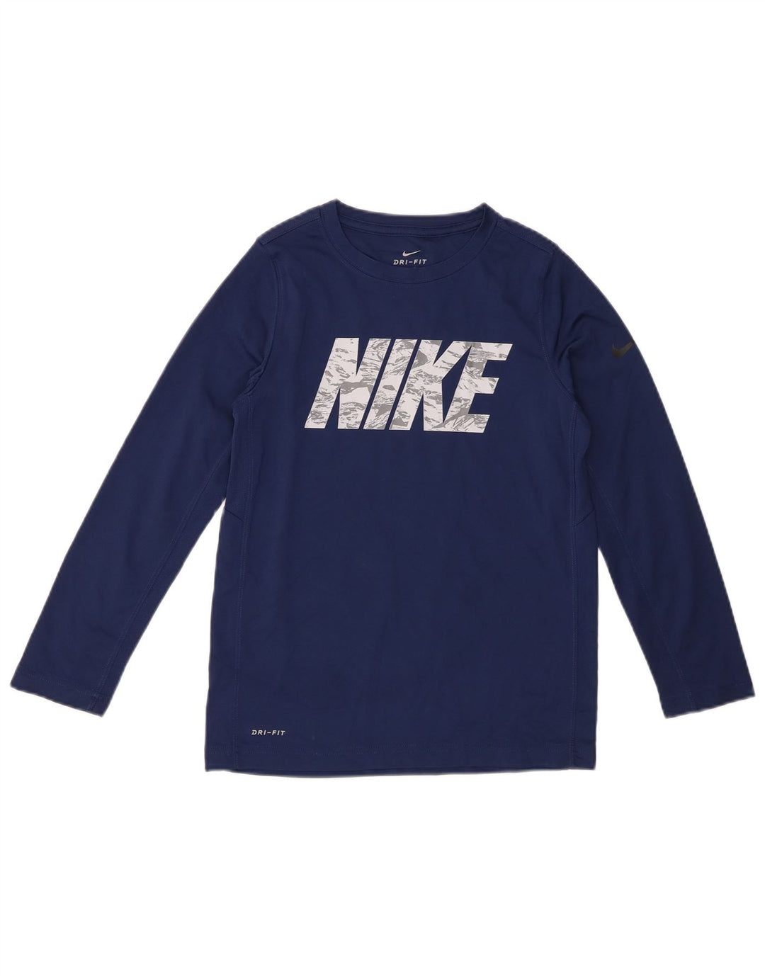 Top gráfico Nike Boys Dri Fit manga comprida 10-11 anos médio azul marinho