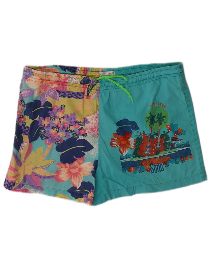 Benetton Calção de banho masculino médio turquesa floral
