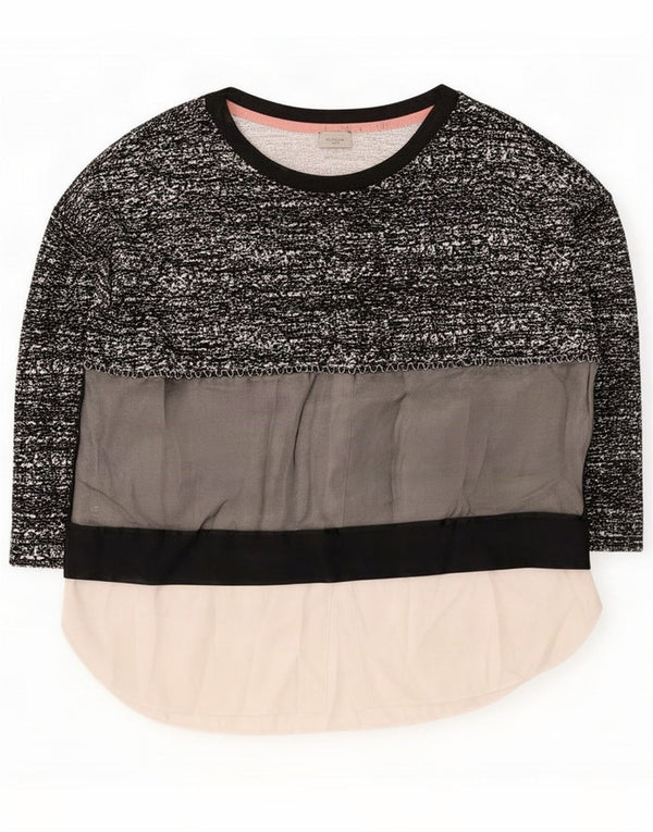 Top feminino Marella manga 3/4 UK 18 XL preto Colorblock