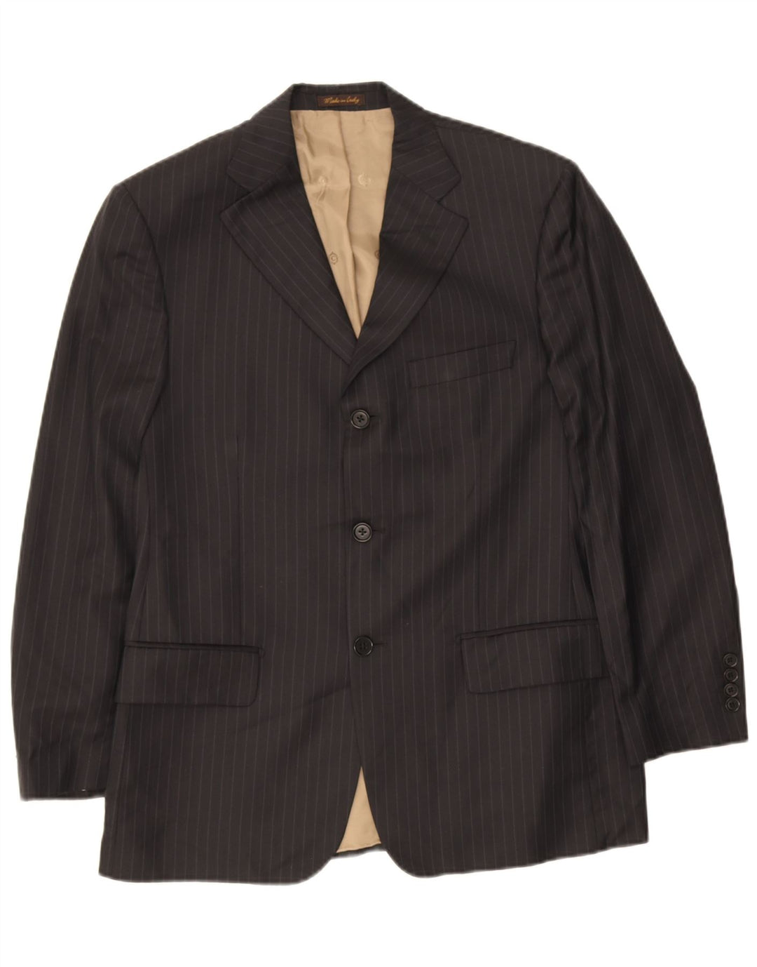 Jaqueta blazer masculina de 3 botões Marks & Spencer Reino Unido 38 risca de giz preta média