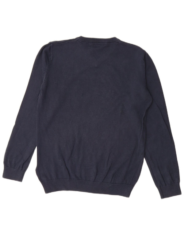 Suéter masculino Marks & Spencer com decote em V 14-15 anos azul marinho algodão