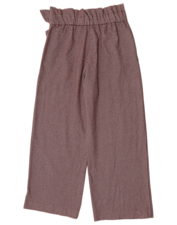Zara Womens High Waist Capri Trousers Small W26 L23 Brown Check Polyester