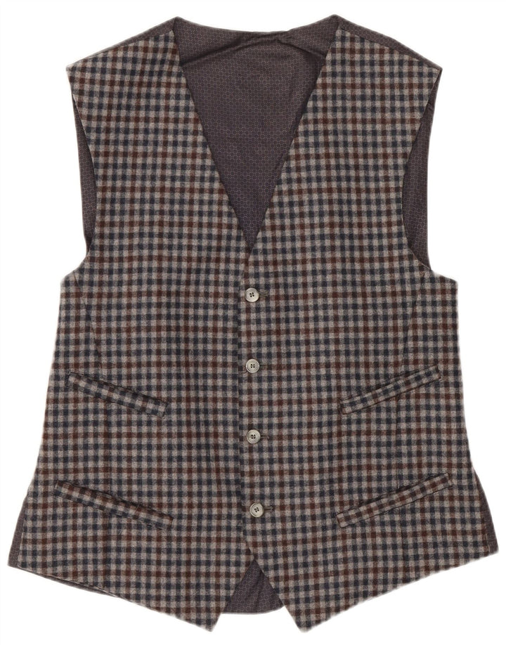 Colete masculino vintage IT 48 lã de guingão cinza médio