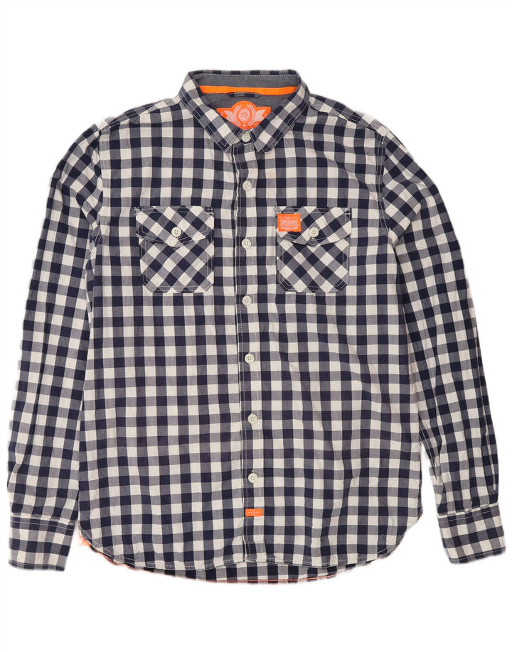 Camisa masculina Superdry 2XL algodão guingão azul marinho