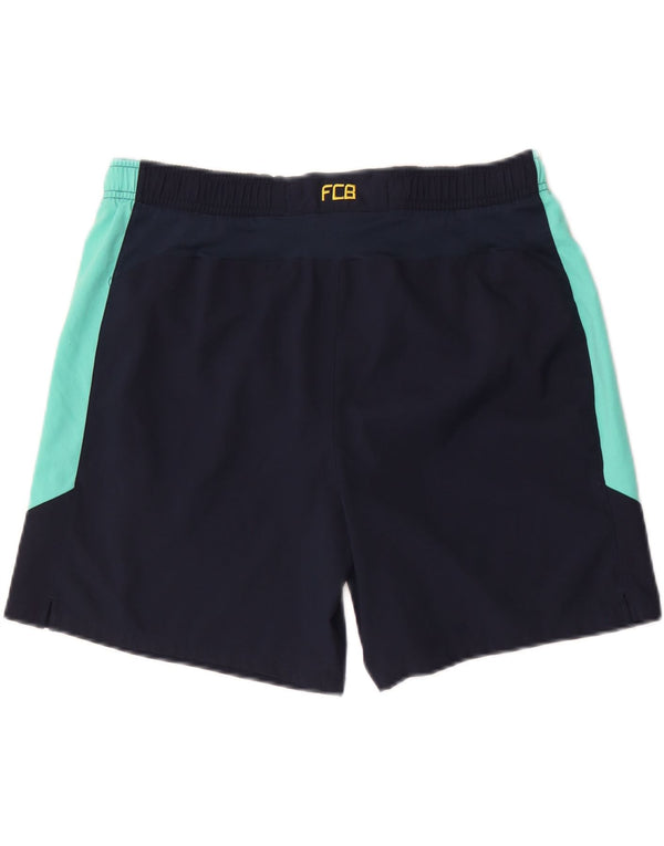 Shorts esportivos gráficos Nike FCB masculinos pequenos em poliéster azul marinho