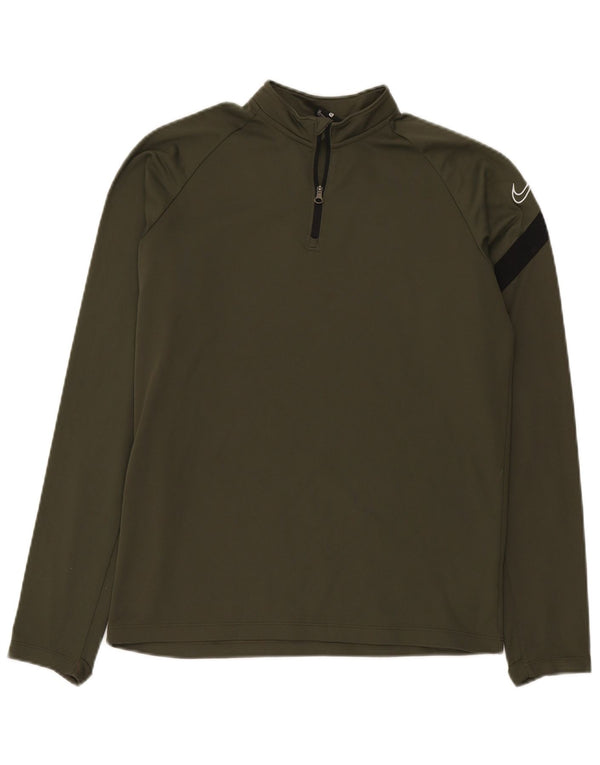 Nike Meninos Zip Neck Pullover Treino Top 13-14 Anos XL Khaki Colourblock
