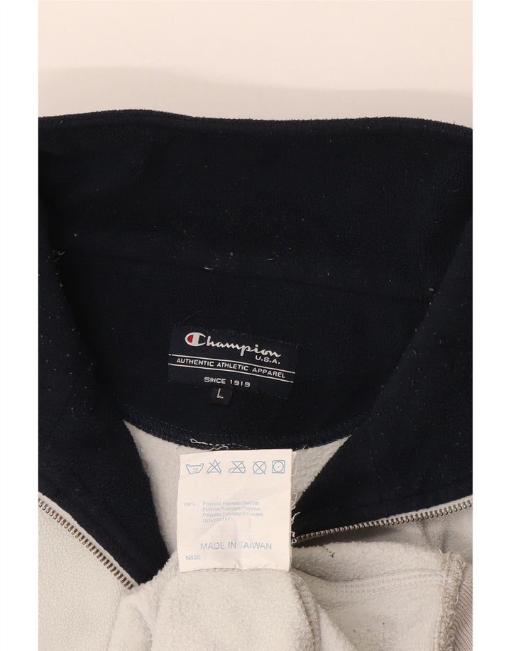 Suéter masculino Champion de lã com zíper e gola grande, poliéster colorblock azul marinho
