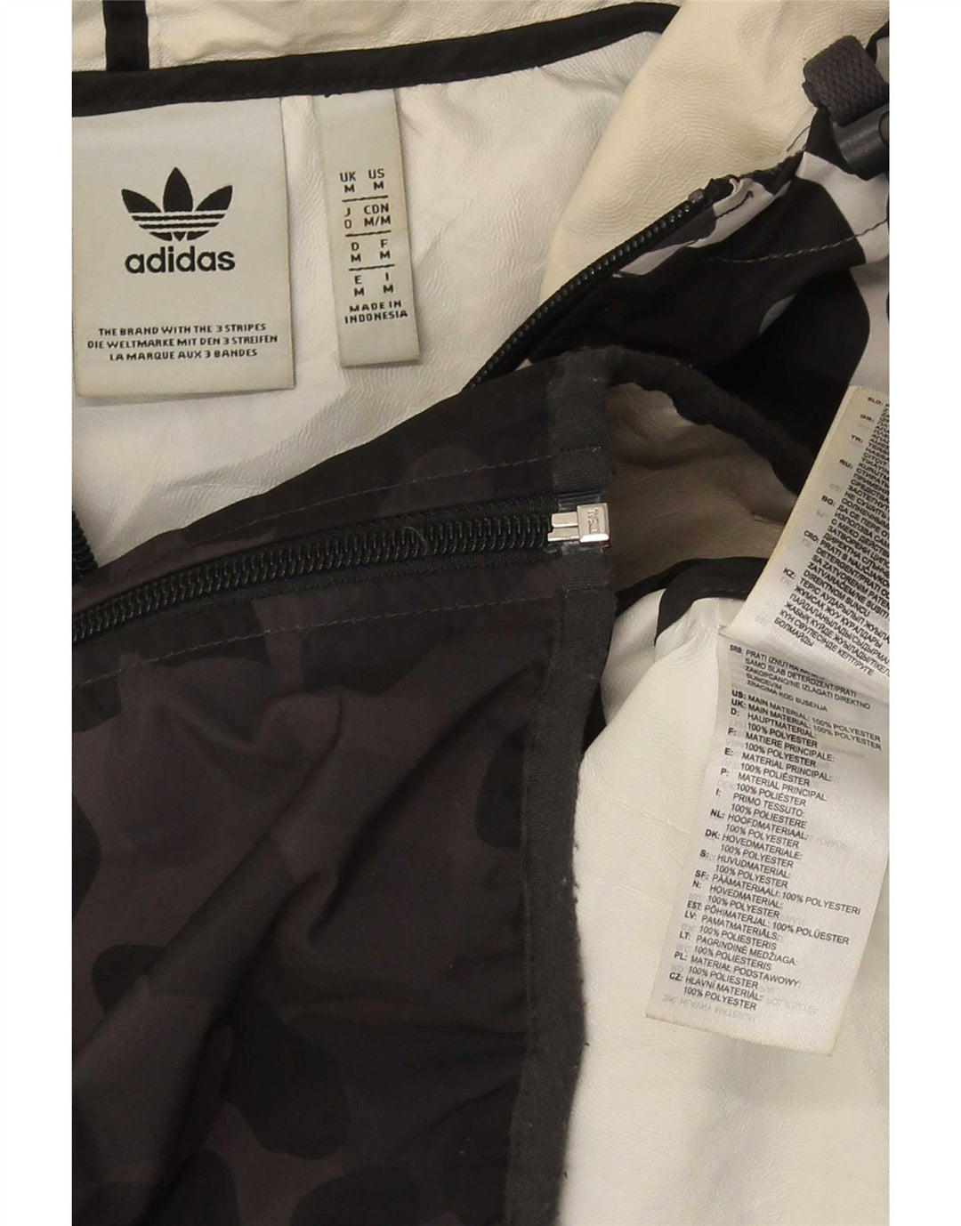 Adidas Mens Hooded Rain Jacket UK 38 Médio Cinza Camuflagem Poliéster
