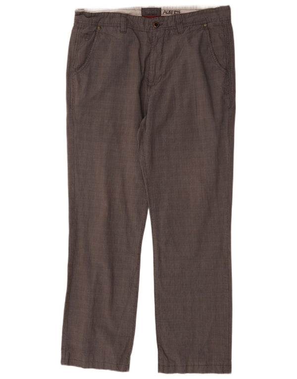 Zara Calça masculina reta casual UE 44 grande W34 L29 cinza houndstooth