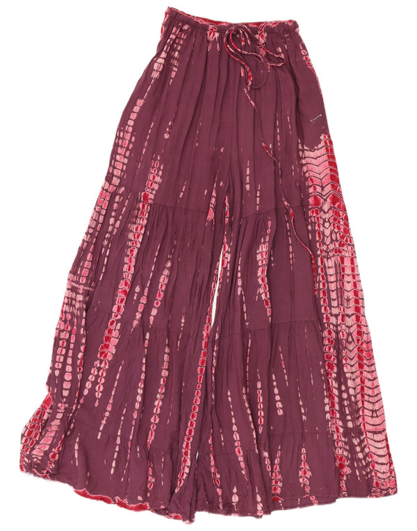 Calças culottes femininas vintage W28 L28 Borgonha Tie Dye Rayon
