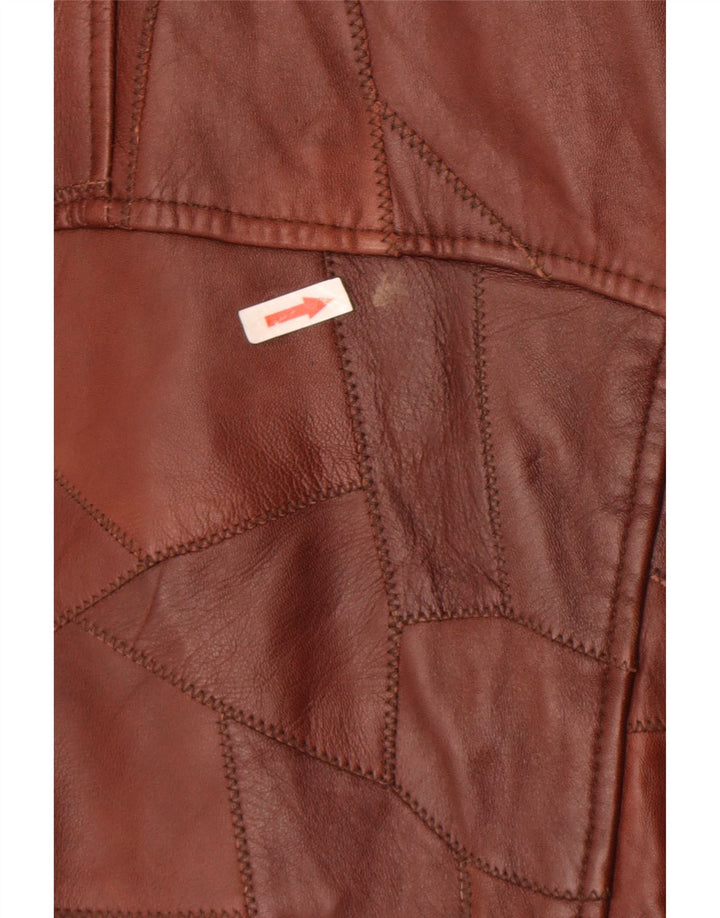 Jaqueta de couro masculina vintage UK 44 2XL marrom