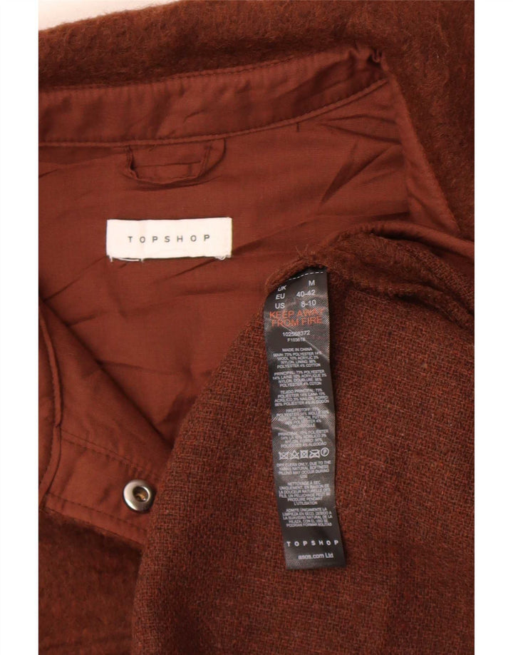 Topshop Womens Flannel Shirt UK 14 Medium Brown Polyester