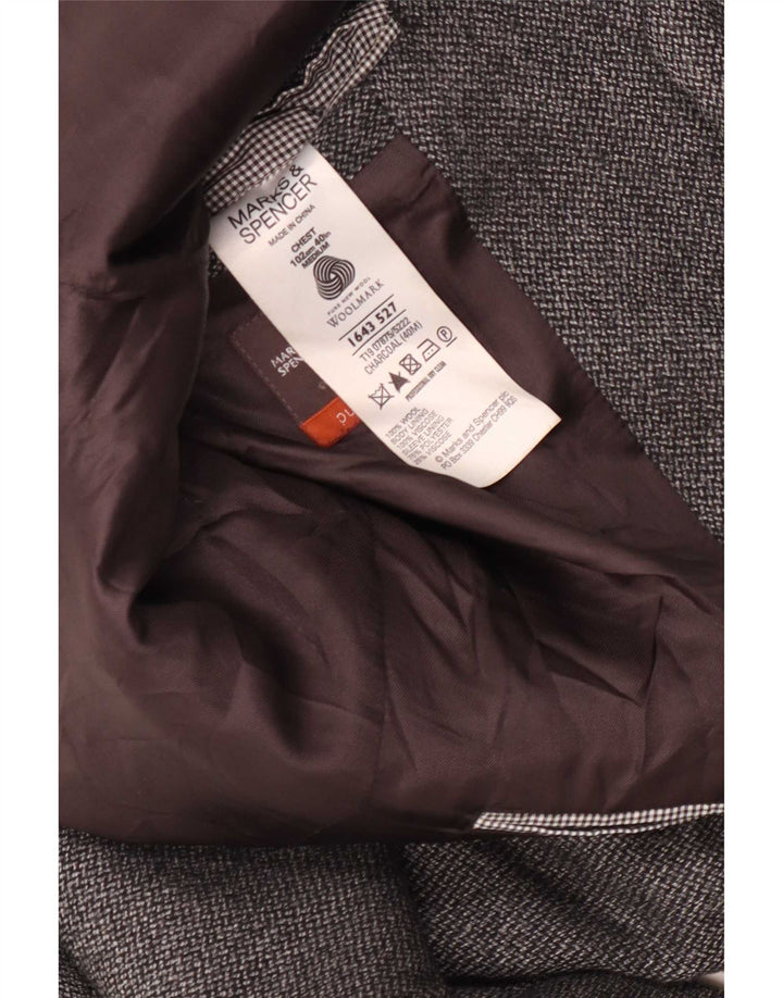 Jaqueta blazer masculina de 2 botões Marks & Spencer Reino Unido 40 lã cinza médio