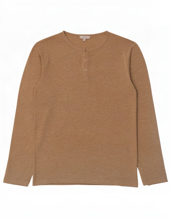 Reiss Top masculino manga longa médio bege manchado