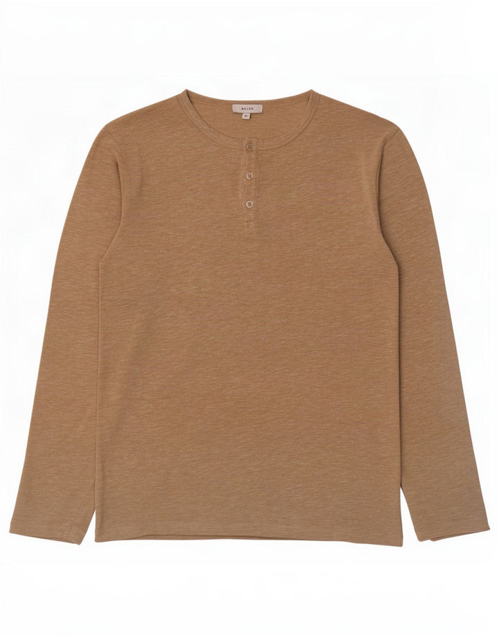Reiss Top masculino manga longa médio bege manchado