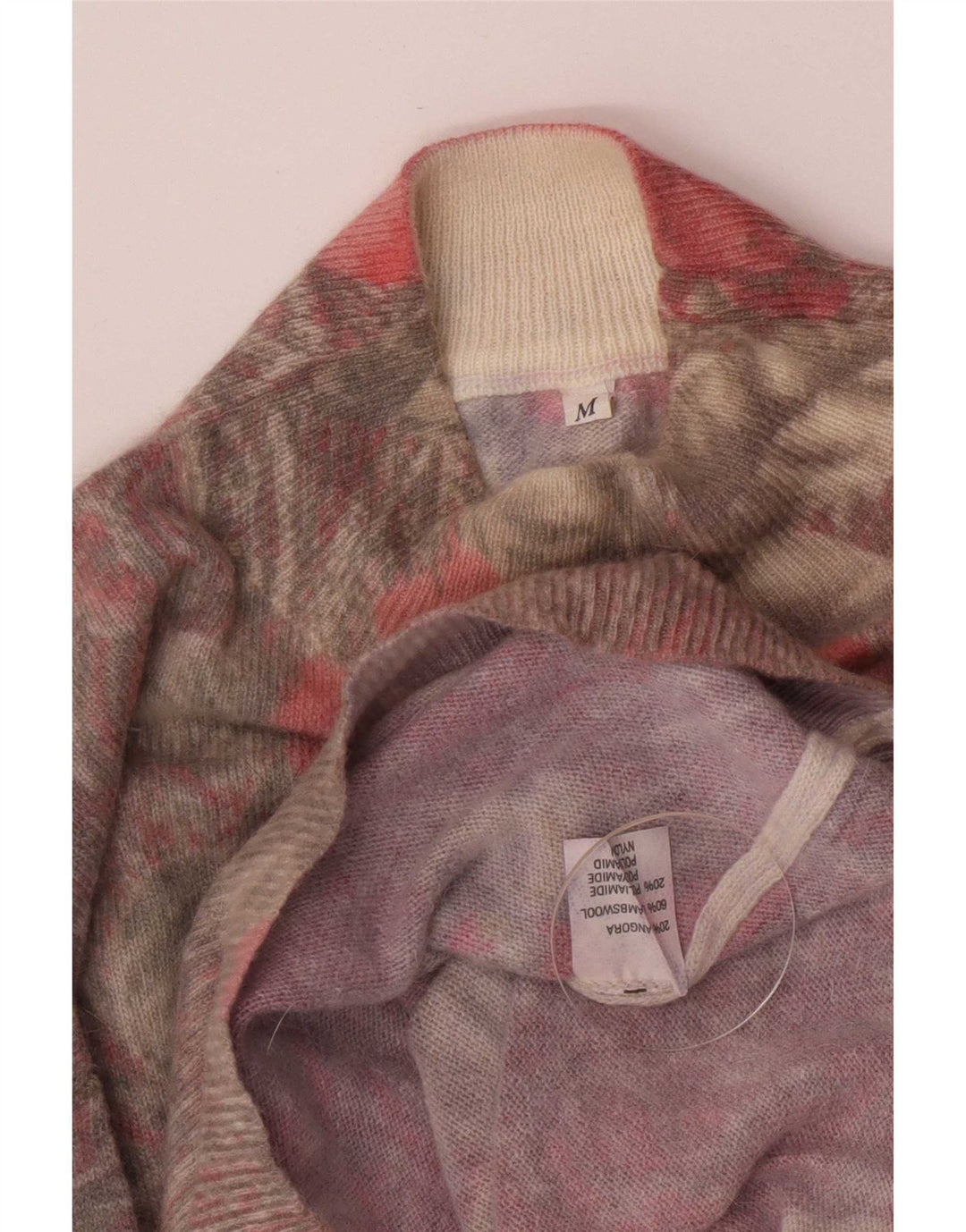 Suéter feminino vintage com gola tartaruga Reino Unido 12 médio multicolorido retrô