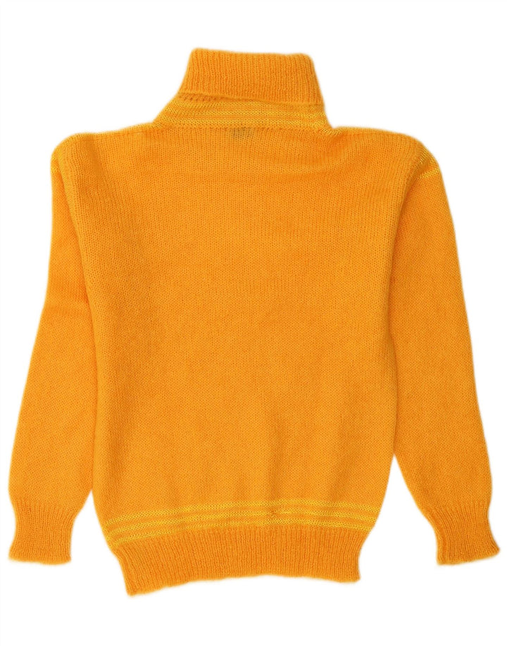 Suéter feminino vintage com gola redonda Reino Unido 12 mohair laranja médio