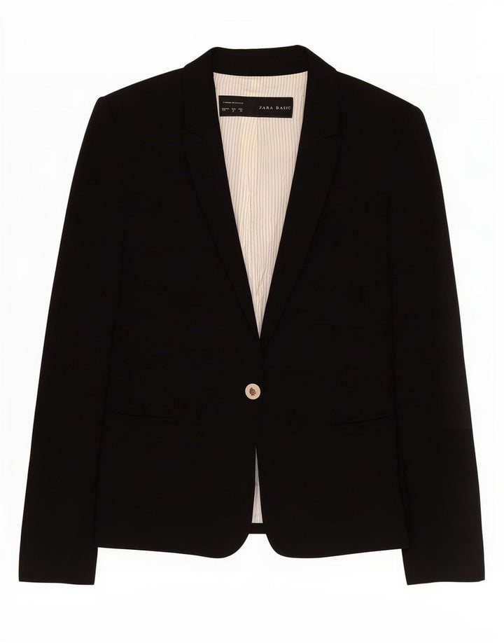 Jaqueta blazer feminina Zara com 1 botão Reino Unido 8 pequeno acetato preto
